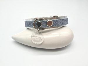 Hundehalsband Silber trifft Snake Hellblau