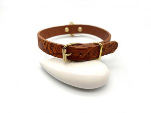 Hundehalsband Leder Cognac Floral